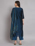 Navy Blue Chanderi Pant Suit 192055 Back View