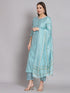 Sky Blue Chanderi Pant Suit 192056 Closure View