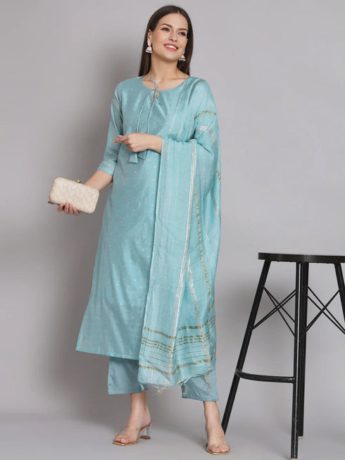 Sky Blue Chanderi Pant Suit 192056