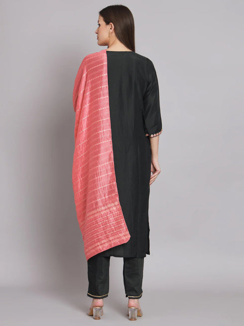 Dark Grey Silk Blend Pant Suit 192058 Salwar Kameez