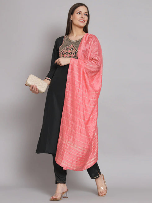 Dark Grey Silk Blend Pant Suit 192058