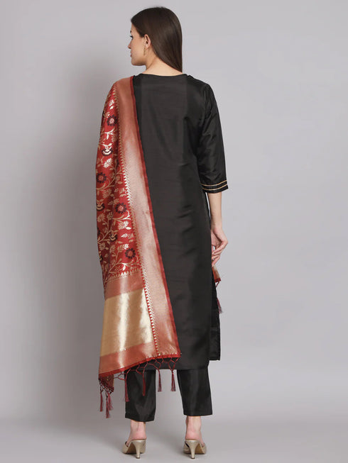 Black Silk Blend Pant Suit 192061 Back View