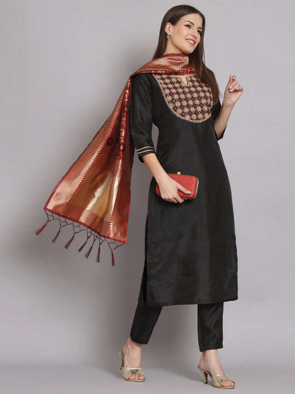 Black Silk Blend Pant Suit 192061