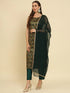 Green Cotton Silk Blend Pant Suit 192065 Closure View