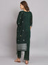 Green Cotton Silk Pant Suit 192118 Back View