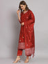 Maroon Cotton Silk Pant Suit 192119 Closure View
