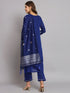 Royal Blue Cotton Silk Pant Suit 192122 Back View