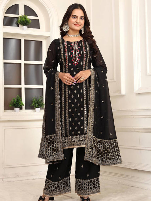 Black Fox Georgette Silk Pant Suit 192150