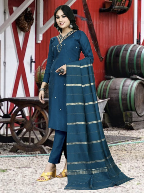 Teal Heavy Roman Silk Pant Suit 192168 Closure View