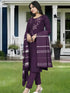 Purple Heavy Roman Silk Pant Suit 192169 Closure View
