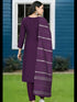 Purple Heavy Roman Silk Pant Suit 192169 Back View
