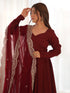 Maroon Heavy Pure Roman Silk Chanderi Anarkali Dress 192222 Salwar Kameez