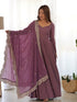 Mauve Heavy Pure Roman Silk Chanderi Anarkali Dress 192223