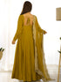 Mustard Heavy Pure Roman Silk Chanderi Anarkali Dress 192224 Back View