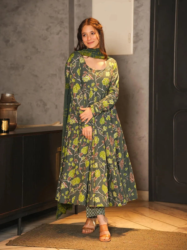 Multi Silk Satin Anarkali Dress 192225