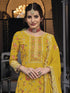 Yellow Heavy Premium Silk Palazzo Suit 192286 Closure View