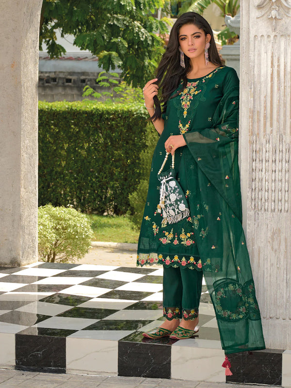 Green Pure Viscose Pant Suit 192295