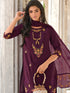 Purple Pure Viscose Pant Suit 192296 Closure View