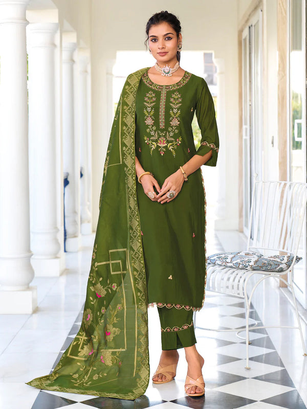 Mehndi Pure Viscose Pant Suit 192306