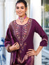 Purple Pure Viscose Pant Suit 192307 Closure View