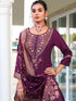 Purple Pure Viscose Pant Suit 192307 Back View