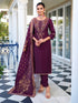 Purple Pure Viscose Pant Suit 192307