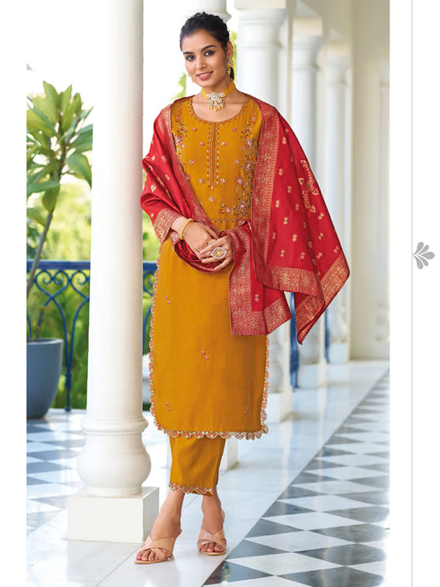 Yellow Pure Viscose Pant Suit 192308