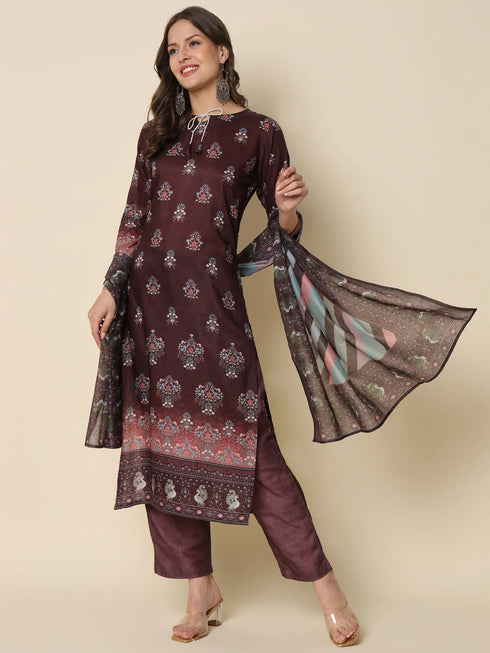 Purple Viscose Rayon Pant Suit 192310