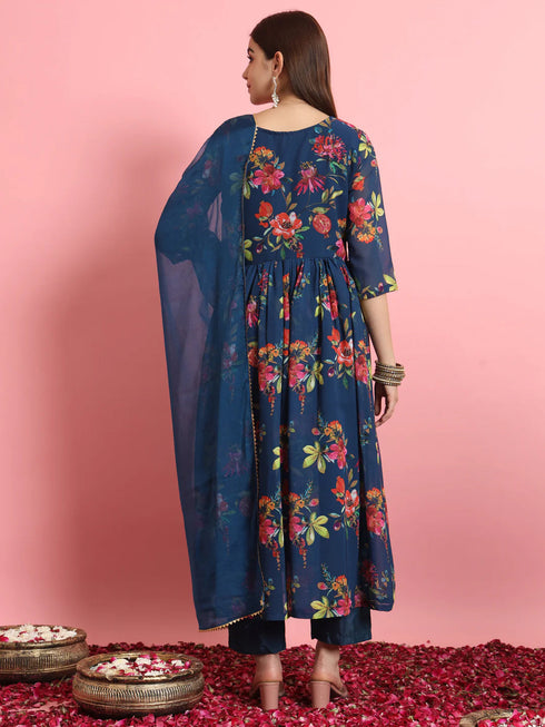 Navy Blue Georgette Pant Suit 192312 Salwar Kameez