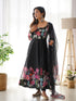 Black Heavy Pure Soft Organza Silk Anarkali Dress 192334 Back View
