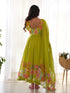 Lemon Heavy Pure Soft Organza Silk Anarkali Dress 192335 Back View
