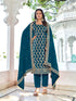 Teal Blooming Vichitra Pant Suit 192353