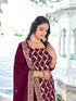 Wine Blooming Vichitra Pant Suit 192355 Closure View
