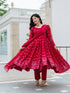 Red Faux Georgette Anarkali Dress 192363 Closure View