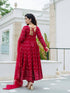 Red Faux Georgette Anarkali Dress 192363 Back View