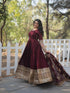 Wine Vichitra Shimmer Anarkali Dress 192376 Closure View