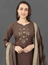 Coffee Cotton Blend Pant Suit 192378 Salwar Kameez