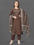 Coffee Cotton Blend Pant Suit 192378