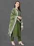 Green Cotton Blend Pant Suit 192379 Closure View