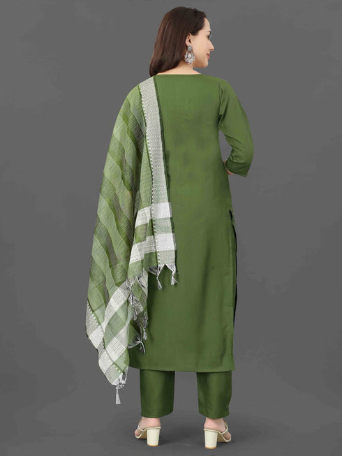 Green Cotton Blend Pant Suit 192379 Salwar Kameez