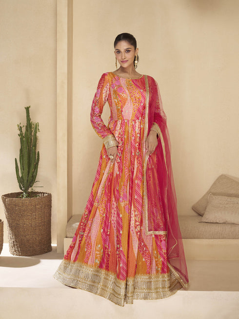 Multi Real Georgette Anarkali Dress 192406