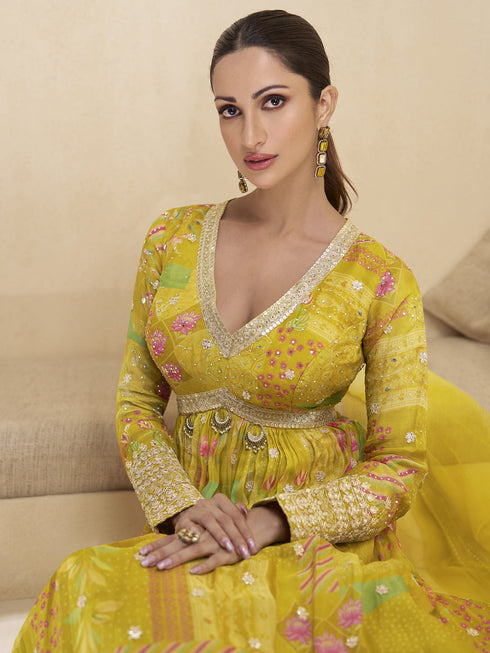 Multi Real Georgette Anarkali Dress 192407 Closure View