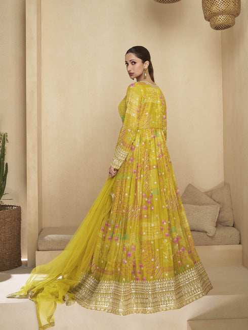 Multi Real Georgette Anarkali Dress 192407 Back View