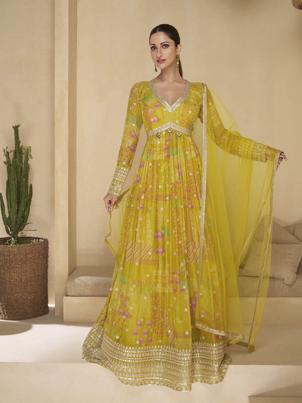 Multi Real Georgette Anarkali Dress 192407