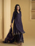 Purple Pure Silk Sharara Suit 192409 Closure View