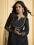 Black Pure Silk Sharara Suit 192410 Closure View
