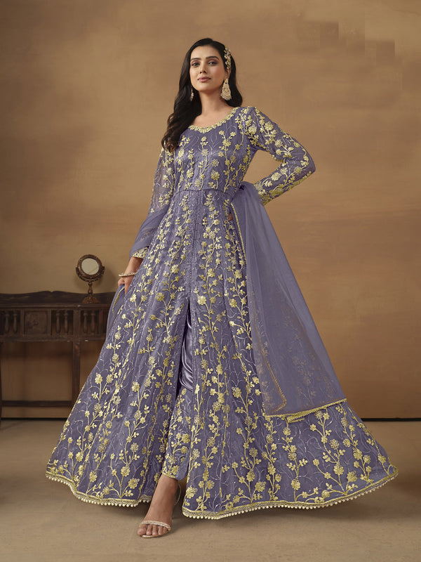 Lavender Net Anarkali Dress 192411