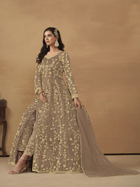 Chiku Net Anarkali Dress 192412 Closure View