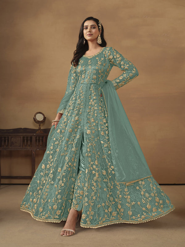 Mint Net Anarkali Dress 192413