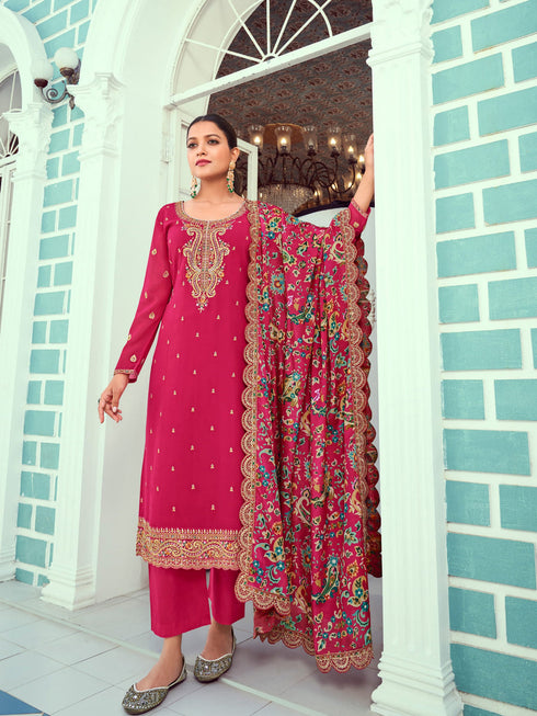 Rani Pink Real Georgette Pant Suit 192439